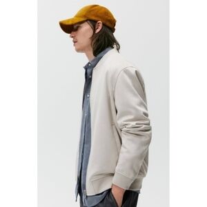 Zara | Ribbed Elastic Hem Dual Pockets Faux Sued Bomber Jacket